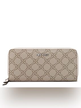 Nine West Beige Monogram Zip-Around Wallet
